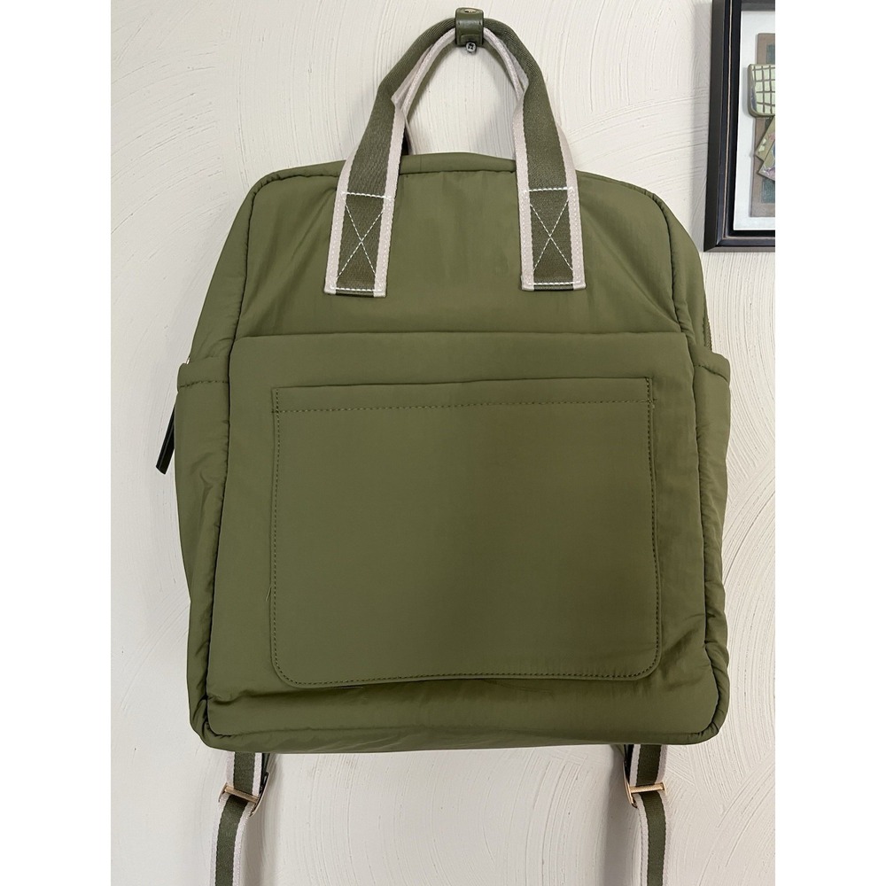 Universal Thread Square Commuter Backpack Olive Green Nylon Zip Closure New
